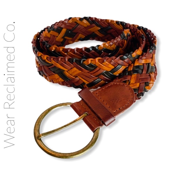 Accessories - Vegan Leather Braided Tri-Color Belt